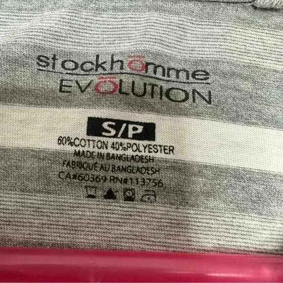 Stockhomme Evolution Shirt Stripes Front Pocket Grey  & White Size Small - Picture 7 of 16